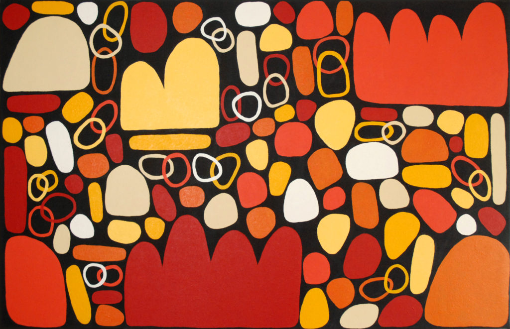 Keturah Zimran ( 1978 - ), Puli Puli - Rocks, Acrylic on canvas, 122x198cm, 2017, Price on request.
